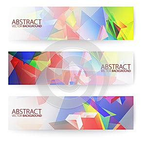 Abstract 3d triangular banners set.