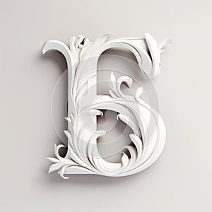 Abstract 3d White Carved Textured Letter E