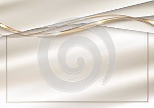 Abstract 3D white or golden fabric stripes template background and texture decoration gold ribbon lines luxury style