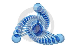 Abstract 3d wireframe blue DNA molecule helix spiral isolated logo or icon concept on white background. Water, medical