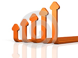 Abstract 3DCG illustration showing upward trend.