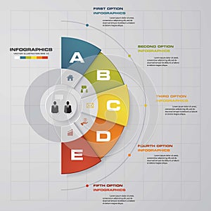 Abstract 5 steps business presentation template. Design clean number banners template. Vector.