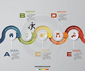 Abstract 5 steps infographics elements.Vector illustration. timeline presentation.
