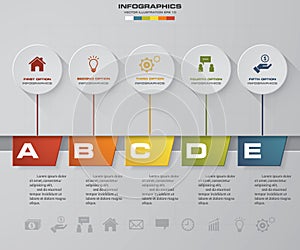 Abstract 5 steps infographics elements.Vector illustration. timeline presentation.