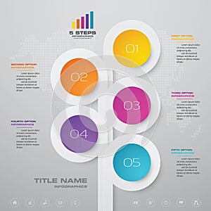 Abstract 5 steps presentation chart infographics element.