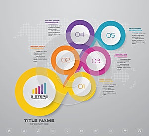 Abstract 5 steps presentation chart infographics element.