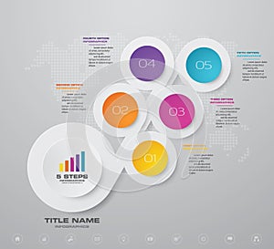 Abstract 5 steps presentation chart infographics element.