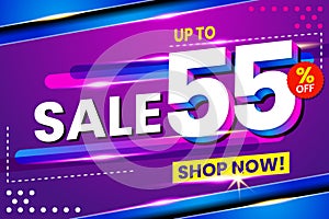 Abstract 55 Sale Percent Banner Light Effect Background