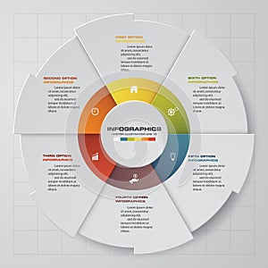 Abstract 6 steps modern pie chart infographics elements.Vector illustration.