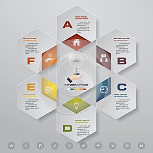 Abstract 6 steps modern presentation chart infographics elements