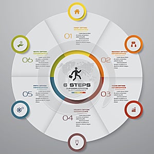 Abstract 6 steps pie chart infographics elements.Vector illustration.