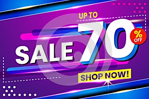 Abstract 70 Sale Percent Banner Light Effect Background