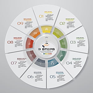 Abstract 8 steps modern pie chart infographics elements.Vector illustration.