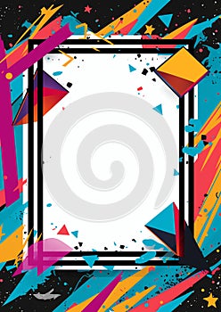 Abstract 80s splash paint frame 80s retro nostalgic