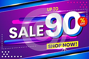 Abstract 90 Sale Percent Banner Light Effect Background