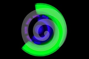 Abstract acceleration speed motion on night, glowing spiral,shine round frame with light circles light effect