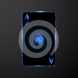 Abstract ace card with blue glowing effect