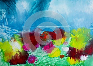 Abstract acrylic modern contemporary art wildflowers floral painting