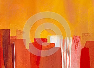 Abstract acrylic paint textured brush strokes background. On trend dark reddish brown rooibos tea, golden yellow ochre, pink,
