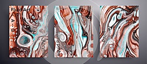Abstract acrylic placard, fluid art vector texture set. Artistic background that can be used for design cover
