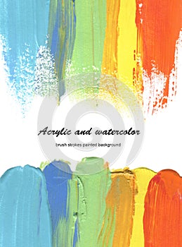 Abstract acrylic and watercolor brush strokes painted background