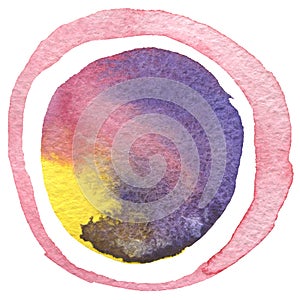 Abstract acrylic and watercolor circle painted background.