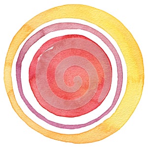 Abstract acrylic and watercolor circle painted background.