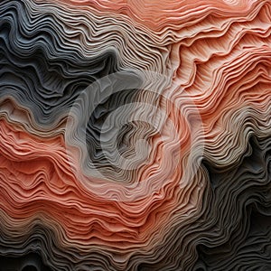 Abstract Acrylic Wave Texture: Light Red And Dark Gray Art