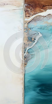 Abstract Aerial Photography: Turquoise Lake And Yellow Beach View