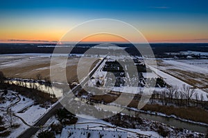 Abstract aerial of snow and plains