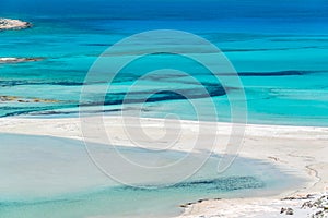 Abstract aerial view of an exotic lagoon with pristine water