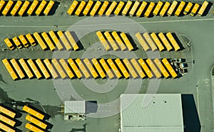 Abstract Aerial View of School Bus Depot photo