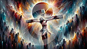 Abstract Agony: The Profound Crucifixion of Christ photo