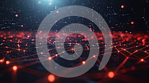 Abstract AI Algorithm Visualization with Red Dots