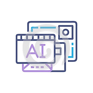 Abstract AI Development Icon: Data Analysis, Machine Learning, Neural Network