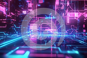 Abstract AI-driven visualization of deep learning algorithms, featuring glowing neural pathways,