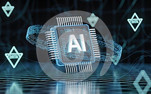 Artificial Intelligence Microchip Futuristic Technology Digital Data Network AI Concept Cyber Modern