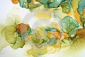 Abstract alcohol ink painting, macro photo