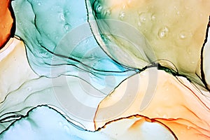 Abstract alcohol ink painting, macro photo