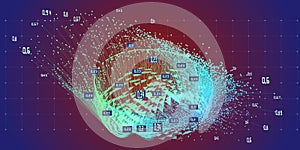Abstract algorithm  making analysis. Big data. Quantum virtual cryptography. Business and science visualization of artificial