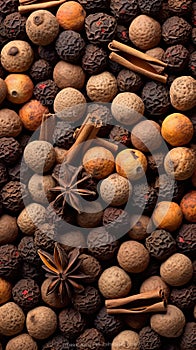 Abstract Allspice Spice Composition in Spice Shop