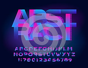 Abstract alphabet typescript. Modern letters and numbers. Stock vector alphabet for your typography design.