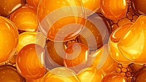 Abstract Amber Droplets and Bubbles Background
