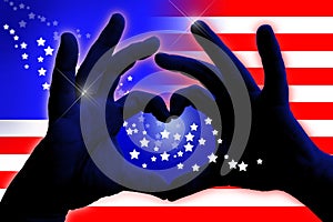 Abstract american flag design with heart