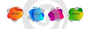 Abstract amoeba banners, fluid shapes badges. Colorful set of modern geometric background, colored gradient, space for your text.