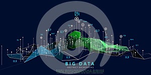 Abstract analytical background with polygonal color grid  analyze  data.  Analytics algorithms data. Big data. Quantum