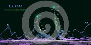 Abstract analytical background with polygonal grid  analyze.  Analytics algorithms data. Big data. Data chart. Quantum