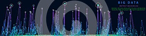 Abstract analytical background with polygonal lines analyze and data.  Analytics algorithms data. Big data. Data chart. Quantum