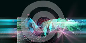 Abstract analyze algorithm  artificial intelligence data. Technology concept with color grid and  blurred lines. Blockchain. Big