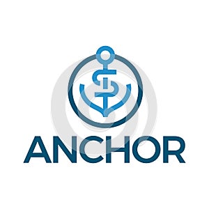 abstract anchor flat minimalist logo design